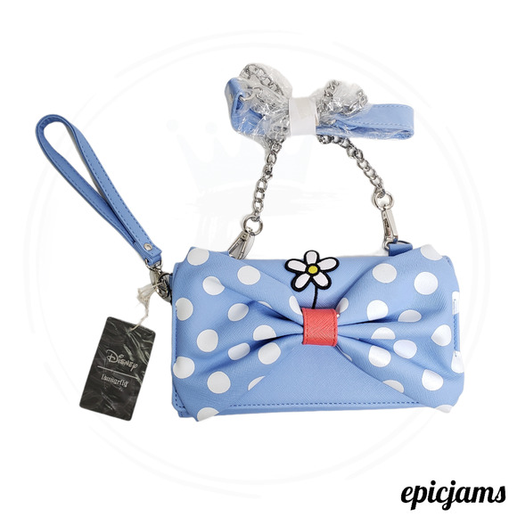 Loungefly Disney Minnie Mouse Daisy Polka Dot Crossbody Wristlet Bag New - Picture 4 of 7